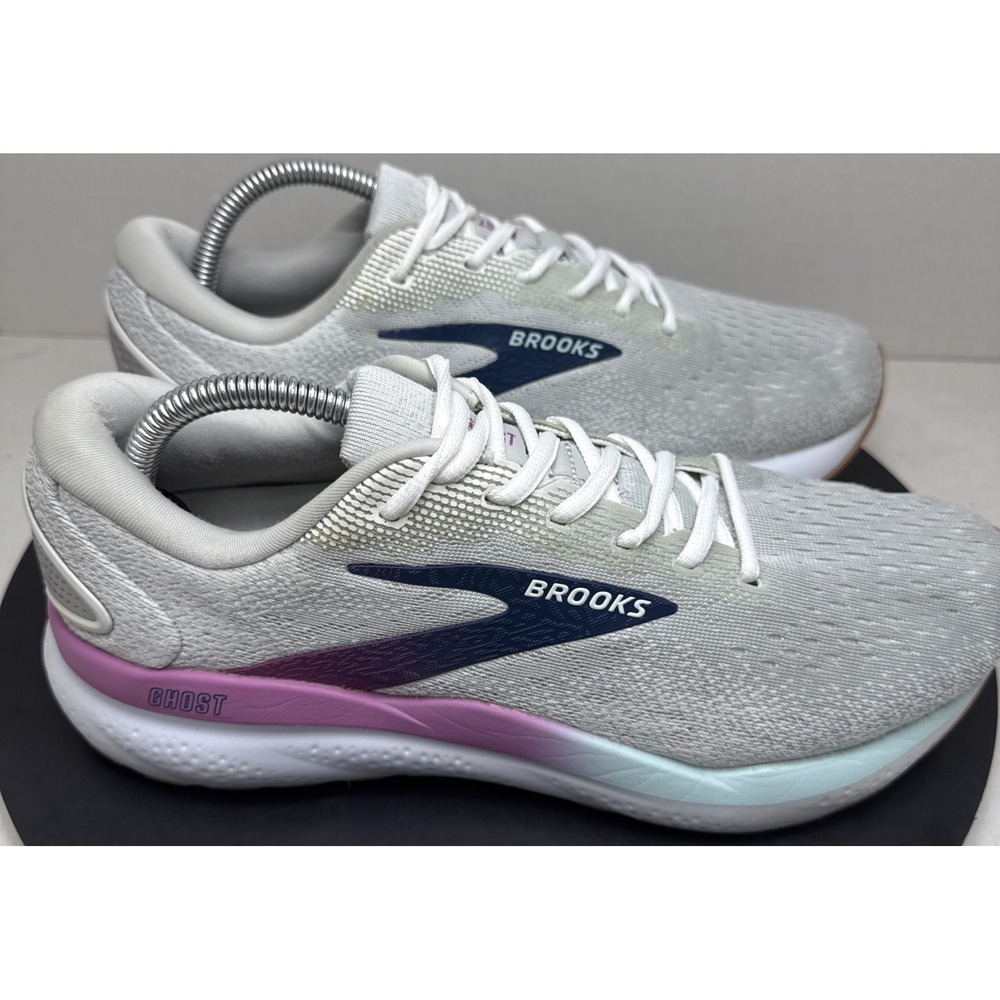 Brooks Ghost 16 White Blue Light Grey Women's Size 10.5 D Running Walking Shoes - Picture 3 of 12